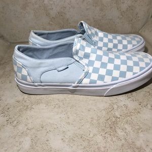 Light blue and white checkered Vans
